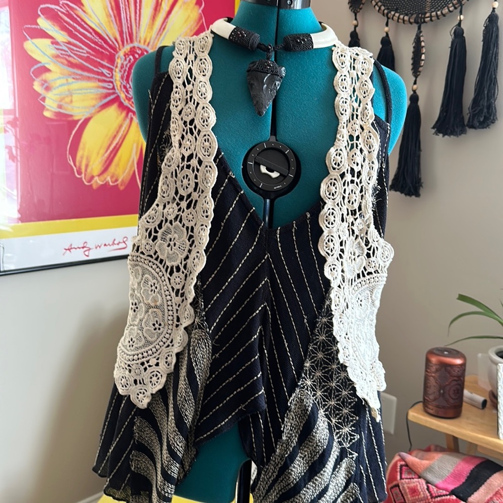 Vintage 100% Cotton Ivory Crochet Vest